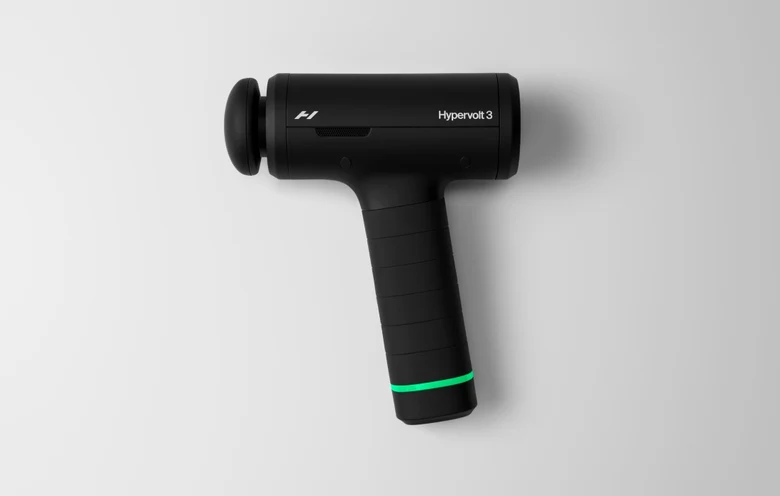 Hypervolt 3 masaj tabancasının yandan görünümü