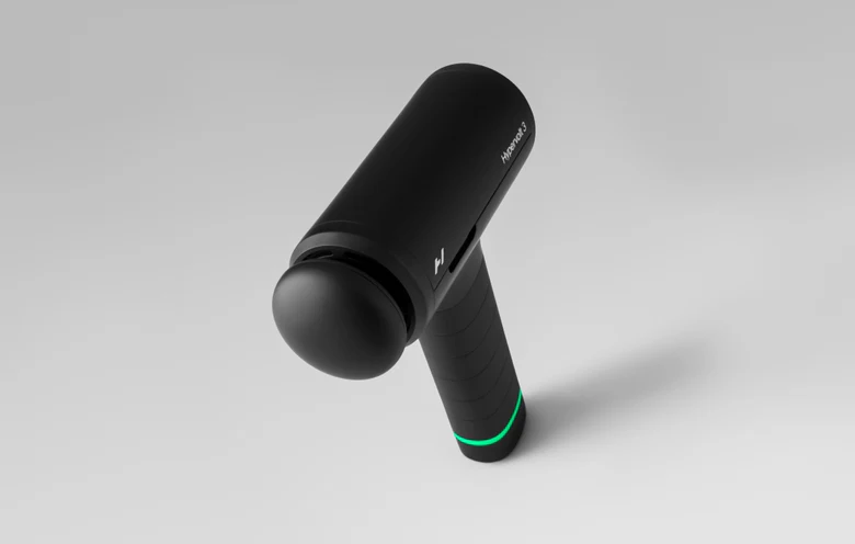 Hypervolt 3 masaj tabancasının çapraz görünümü