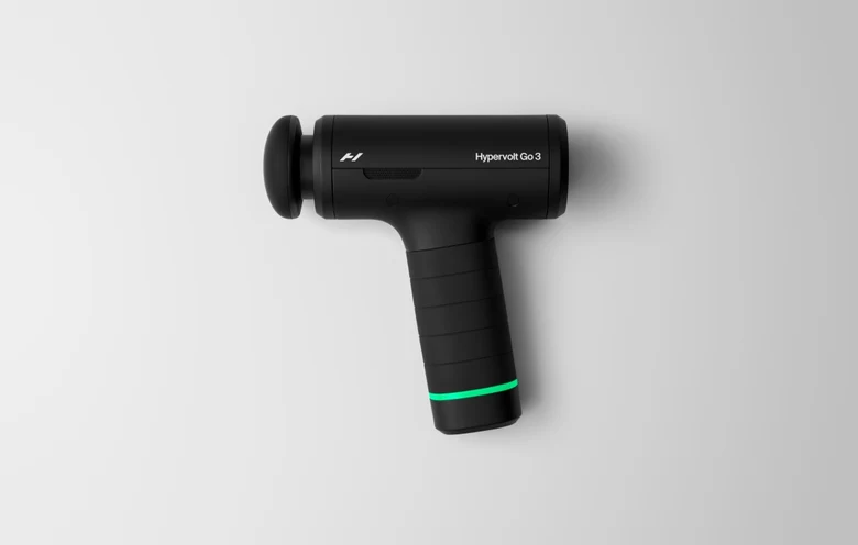 Hypervolt Go 3 masaj tabancasının yandan görünümü